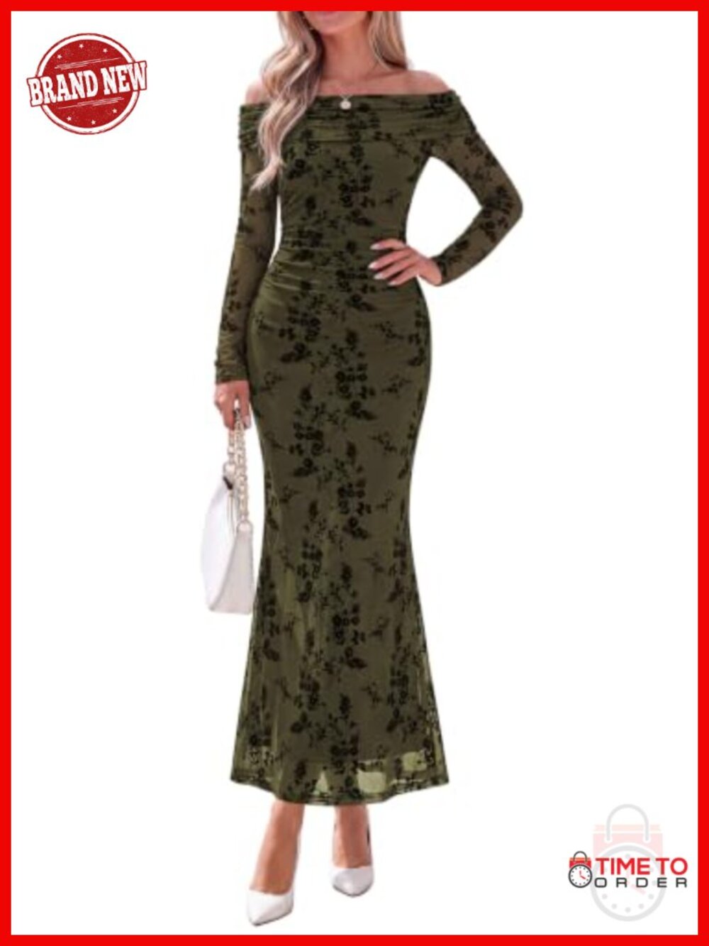 PRETTYGARDEN Off Shoulder Floral Maxi Dress Wedding Guest Formal